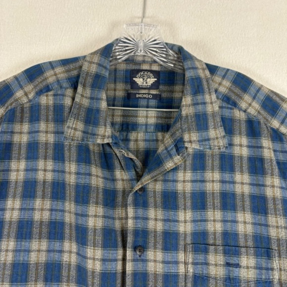 Dockers Indigo Flannel Button Down Shirt Size XL Blue, Gray, Brown - Picture 2 of 13